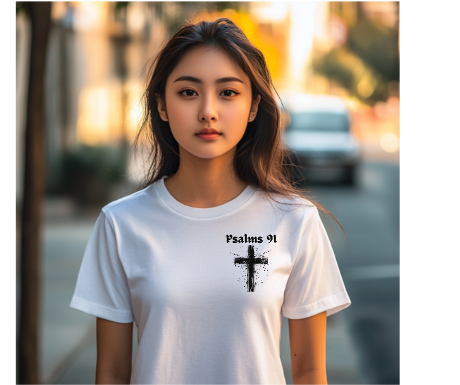 Psalm 91 with Cross Over Chest Black